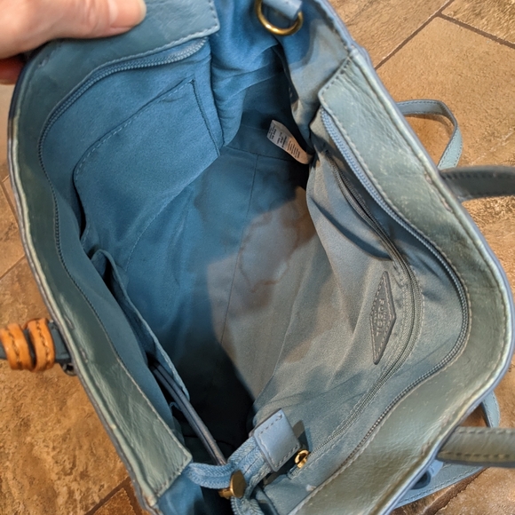 Fossil Camilla Convertible Leather Backpack Teal Blue - Picture 10 of 13